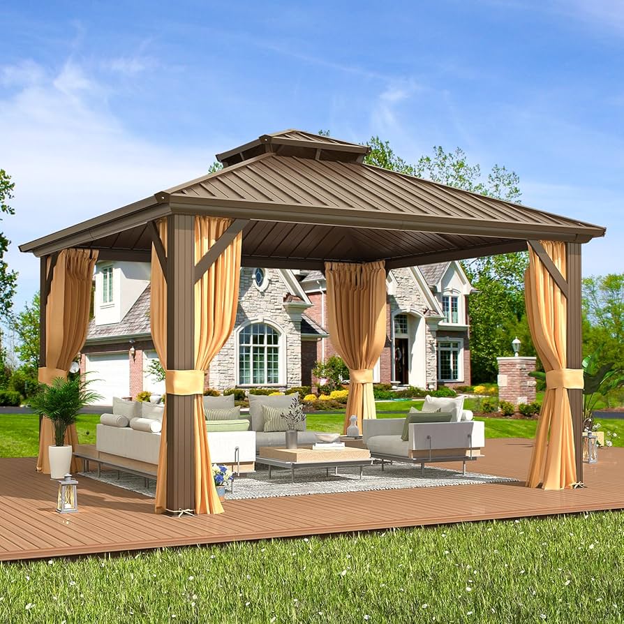 ＹＭ⭐︎ Amazon.com : EROMMY 12' x 12' Hardtop Gazebo, Aluminum Frame